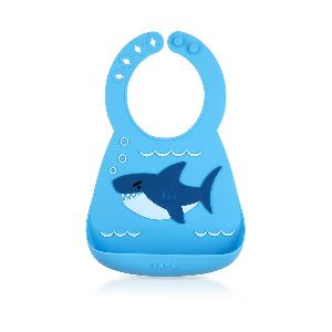 Nuby 時尚3D立體矽膠圍兜-鯊魚
